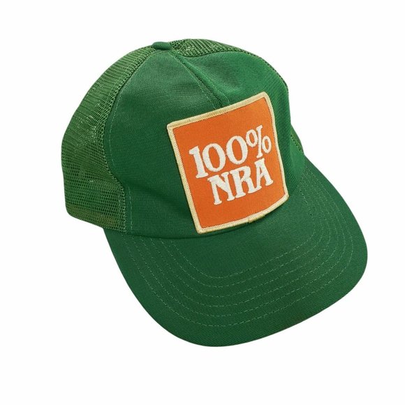 Vintage 100% NRA Trucker Hat Patch USA Made Green National Rifle Association - Picture 1 of 9